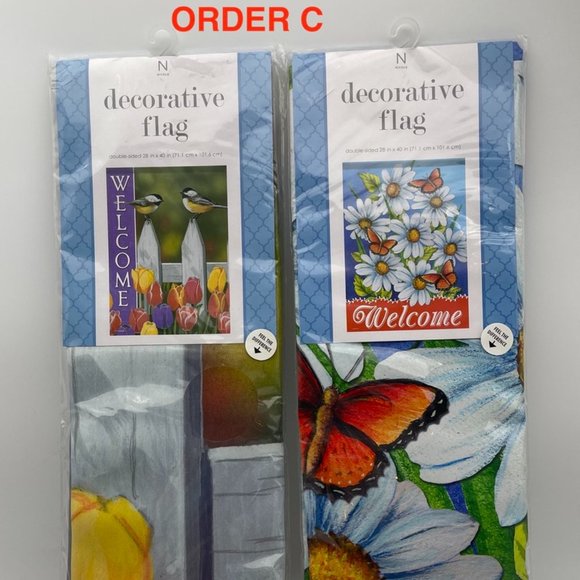 2 DECORATIVE FLAGS LARGE SIZE 28 X40 DOUBLE SIDED - Picture 3 of 14